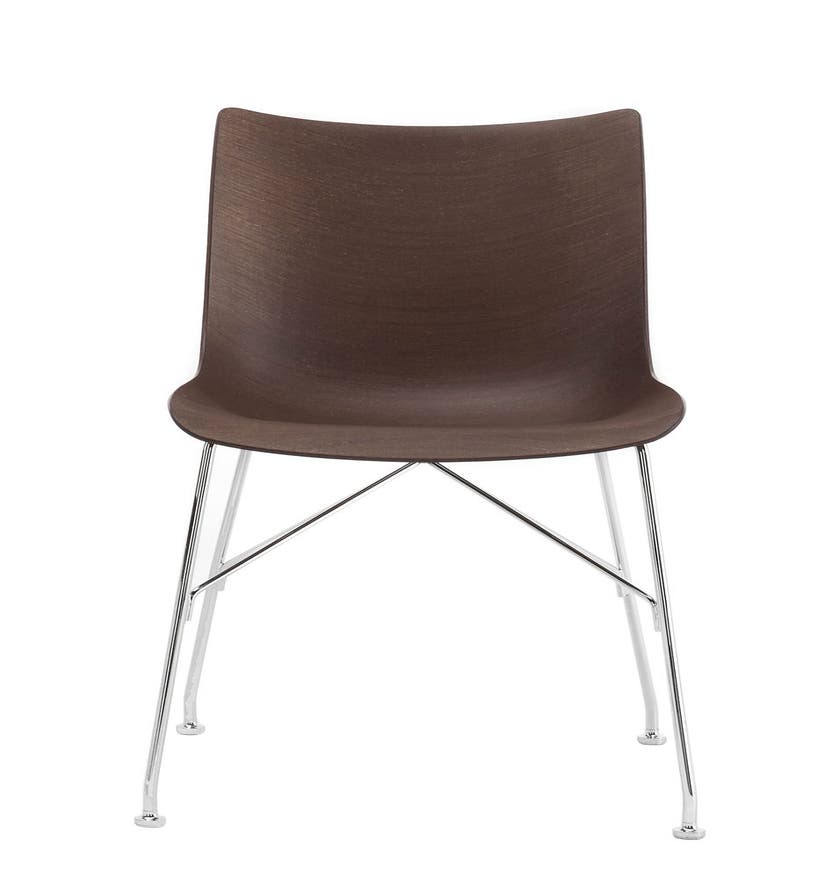 Chaise P/WOOD de Kartell, Hêtre foncé, Chromé