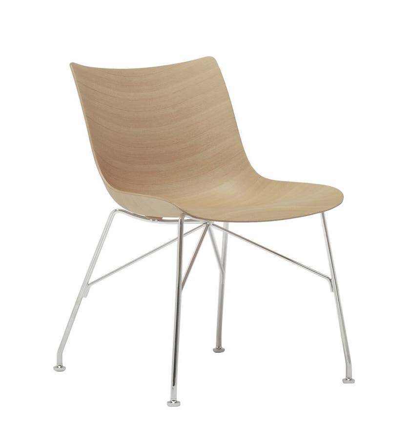 Chaise P/WOOD de Kartell, Frêne clair, Chromé 