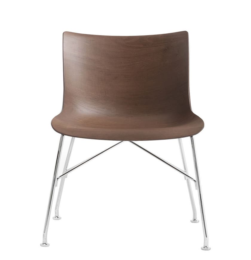 Chaise P/WOOD de Kartell, Frêne foncé, Chromé 