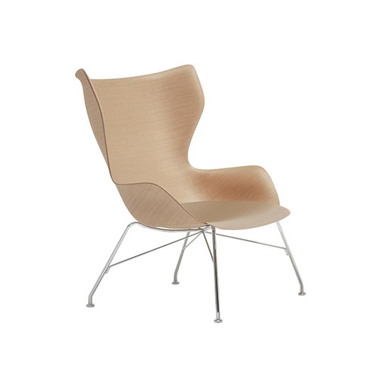 Fauteuil K/WOOD de Kartell, Hêtre clair, Chromé 