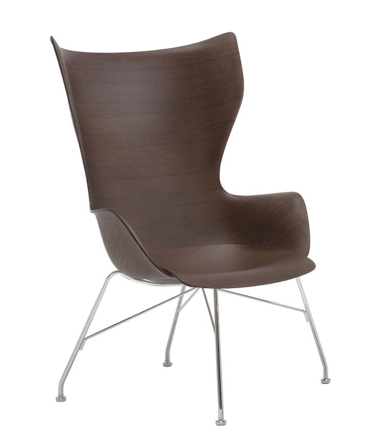 Fauteuil K/WOOD de Kartell, Hêtre foncé, Chromé Fauteuil K/WOOD de Kartell, Hêtre foncé, Chromé