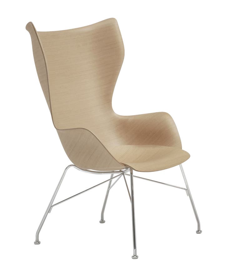 Fauteuil K/WOOD de Kartell, Frêne clair, Chromé Fauteuil K/WOOD de Kartell, Frêne clair, Chromé