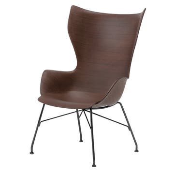 Fauteuil K/WOOD de Kartell, Frêne foncé, Noir