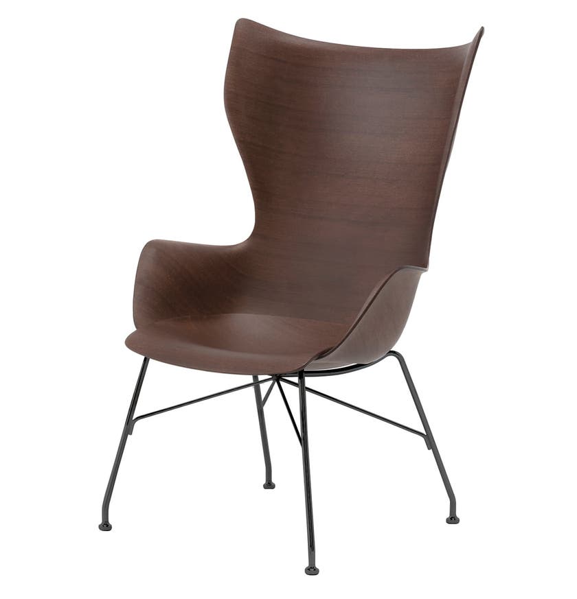 Fauteuil K/WOOD de Kartell, Frêne foncé, Noir