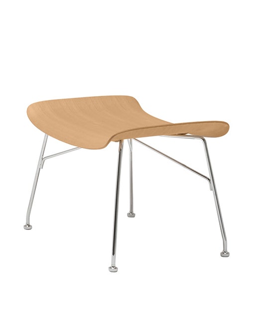 Repose-pieds S/WOOD de Kartell, Hêtre clair, Chromé Repose-pieds S/WOOD de Kartell, Hêtre clair, Chromé