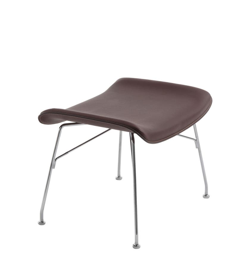Repose-pieds S/WOOD de Kartell, Frêne avec cuir, Chromé