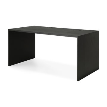 Bureau U - chêne vernis - noir - rectangulaire - avec système de rangement des câbles d'Ethnicraft, L. 160