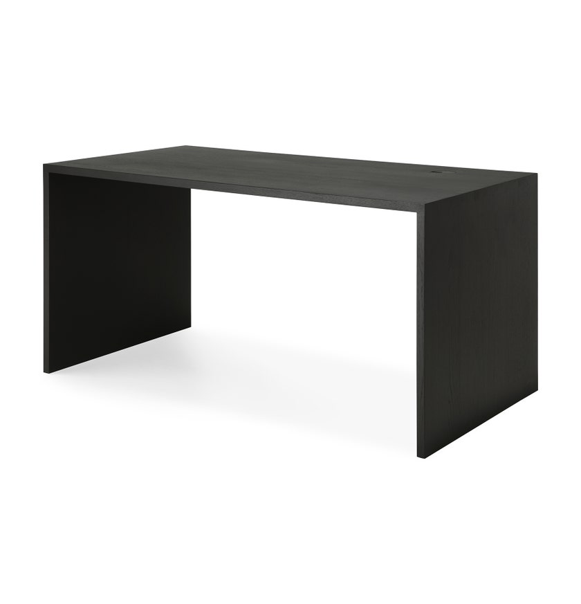 Bureau U - chêne vernis - noir - rectangulaire - avec système de rangement des câbles d'Ethnicraft, L. 160