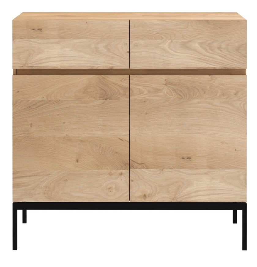 Buffet LIGNA d'Ethnicraft, Pied métal noir, 2 portes, Chêne