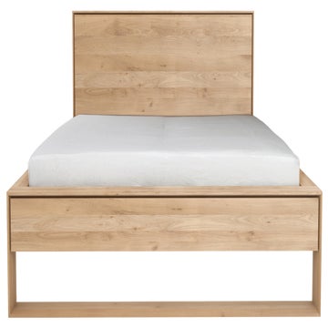 Lit NORDIC II d'Ethnicraft, Matelas 160-200, Chêne