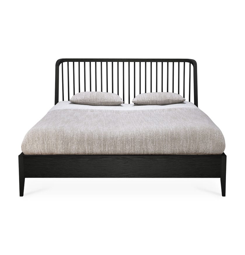 Lit SPINDLE d'Ethnicraft, matelas 160 x 200 cm, Chêne teinté noir
