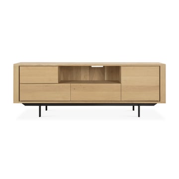 Meuble TV SHADOW en chêne , 1 porte, 1 porte abattante, 2 tiroirs