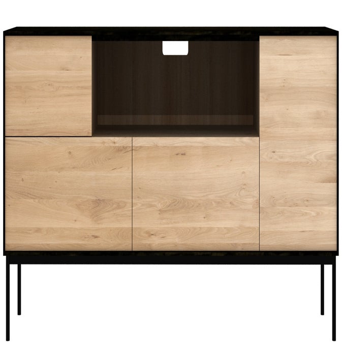  Meuble TV BLACKBIRD d'Ethnicraft, 1 porte / 1 porte battante / 2 tiroirs, Chêne et noir