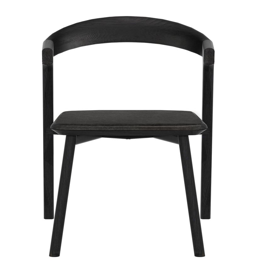 Chaise BOK en chêne d'Ethnicraft avec revêtement, Cuir noir