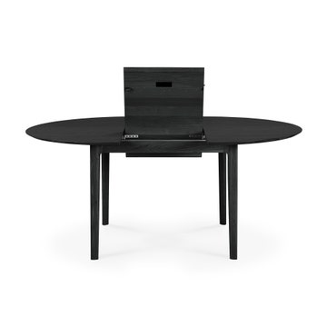 Table à rallonge ronde Bok - chêne vernis - noir
