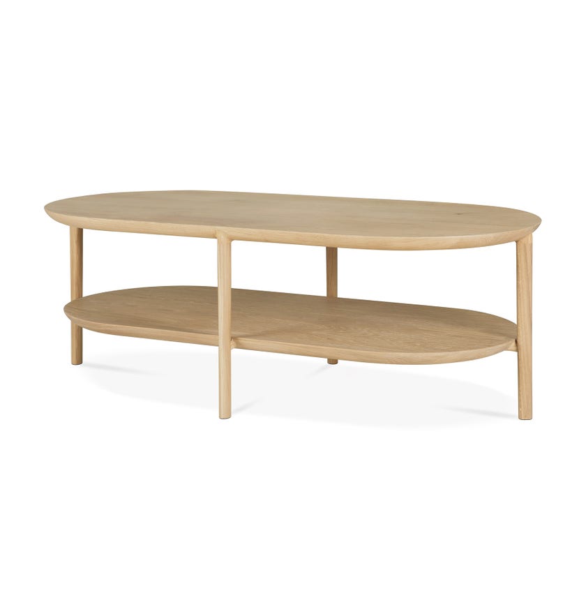 Table basse Bok - chêne - oblong - 1 étagère