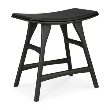 Tabouret Osso - chêne vernis d'Ethnicraft avec revêtement, Cuir noir