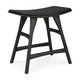 Tabouret Osso - chêne vernis avec revêtement, Cuir noir