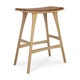 Tabouret de bar Osso - chêne vernis d'Ethnicraft avec revêtement, Cuir cognac
