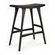 Tabouret de bar Osso - chêne vernis avec revêtement, Cuir noir