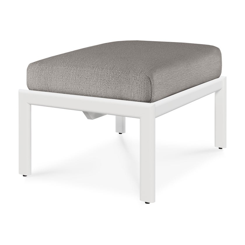Repose-pieds de jardin Jack d'Ethnicraft en aluminium blanc avec coussin, Moka Repose-pieds de jardin Jack d'Ethnicraft en aluminium blanc avec coussin, Moka