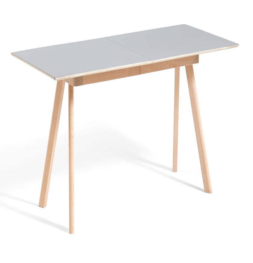 Table à rallonge CPH30 de Hay, 200 x 90 cm, Plateau lino gris, Pieds en chêne savonné