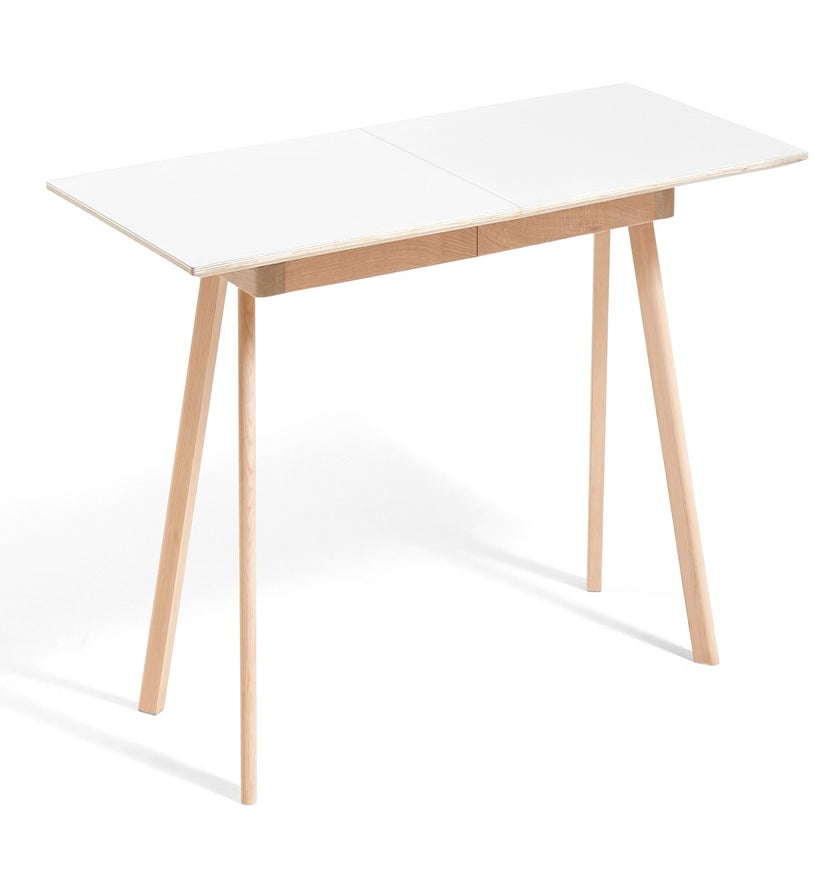 Table à rallonge CPH30 de Hay, 200 x 90 cm, Plateau blanc laminé, Pieds en chêne savonné