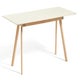 Table à rallonge CPH30, 200 x 90 cm, Plateau lino blanc cassé, Pieds en chêne vernis naturel
