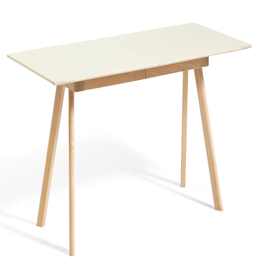 Table à rallonge CPH30 de Hay, 200 x 90 cm, Plateau lino blanc cassé, Pieds en chêne vernis naturel