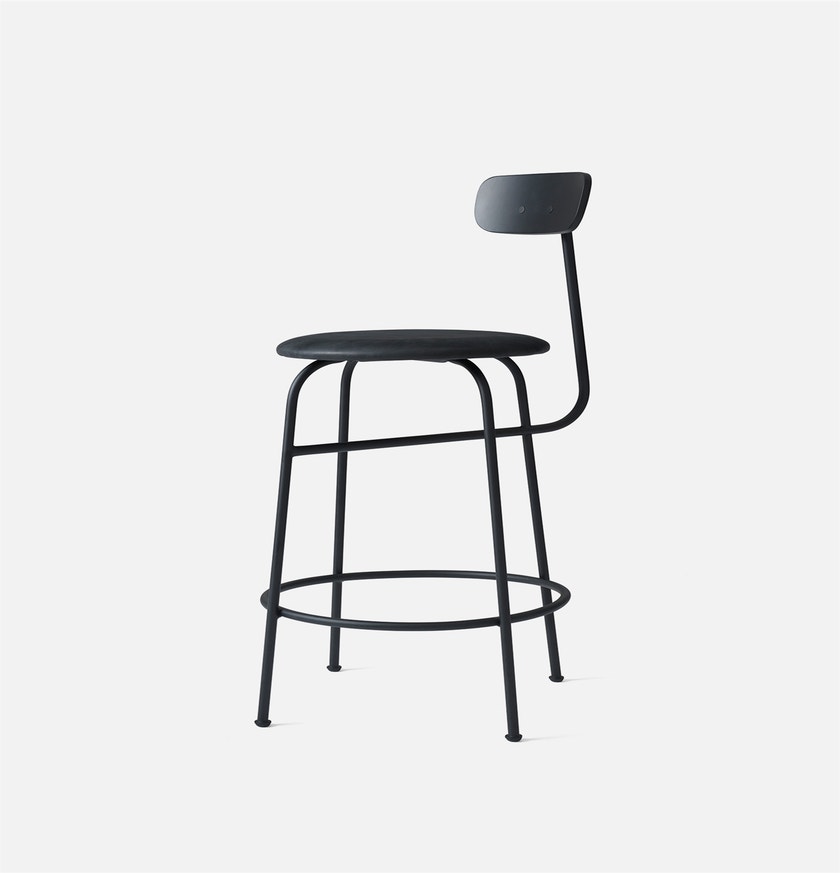 Chaise de comptoir AFTEROOM COUNTER CHAIR de Audo Copenhagen, Cuir anthracite