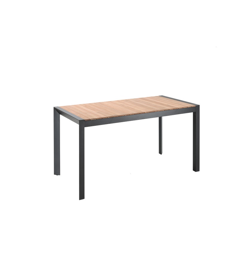 Table GABRA de Cèdre Rouge Collection, 202x100, Pieds alu noir, Plateau teck 
