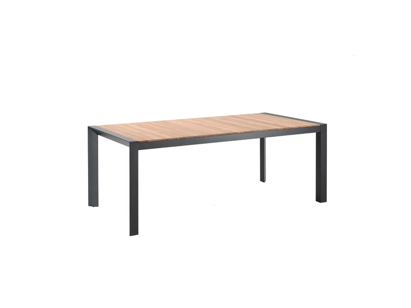 Table GABRA de Cèdre Rouge Collection, 202x100, Pieds alu noir, Plateau teck Table GABRA de Cèdre Rouge Collection, 202x100, Pieds alu noir, Plateau teck