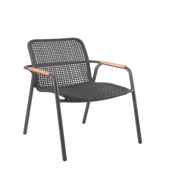 Fauteuil de jardin MARADONA avec insert en teck, Noir