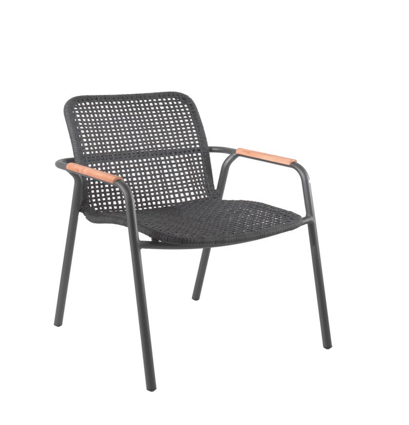 Fauteuil de jardin MARADONA avec insert en teck, Noir