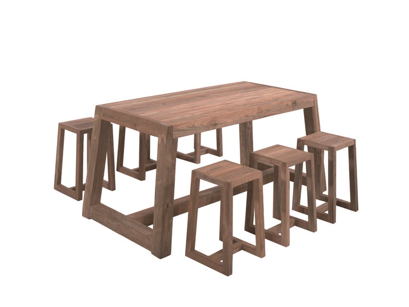 Table de bar SOKO MID, H.90 cm, Teck recyclé Table de bar SOKO MID, H.90 cm, Teck recyclé