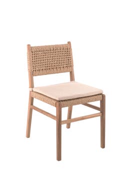 Chaise de jardin GALDANA, Teck recyclé massif et osier, Avec coussin écru Chaise de jardin GALDANA, Teck recyclé massif et osier, Avec coussin écru