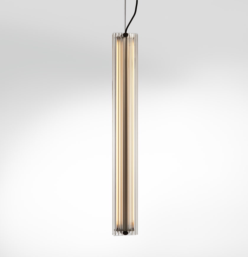 Suspension B15 T V. GR - DIFFUSEUR EN VERRE TRANSPARENT - NOIR de Parachilna