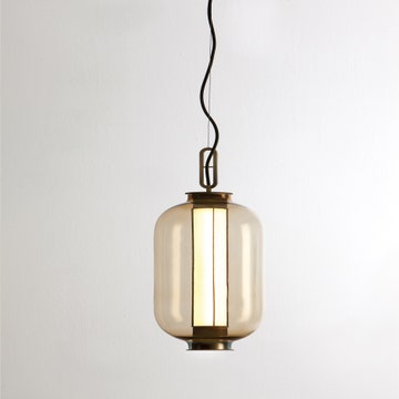Suspension BAI T BA BA BRONZE - DIFFUSEUR EN VERRE AMBRE de Parachilna