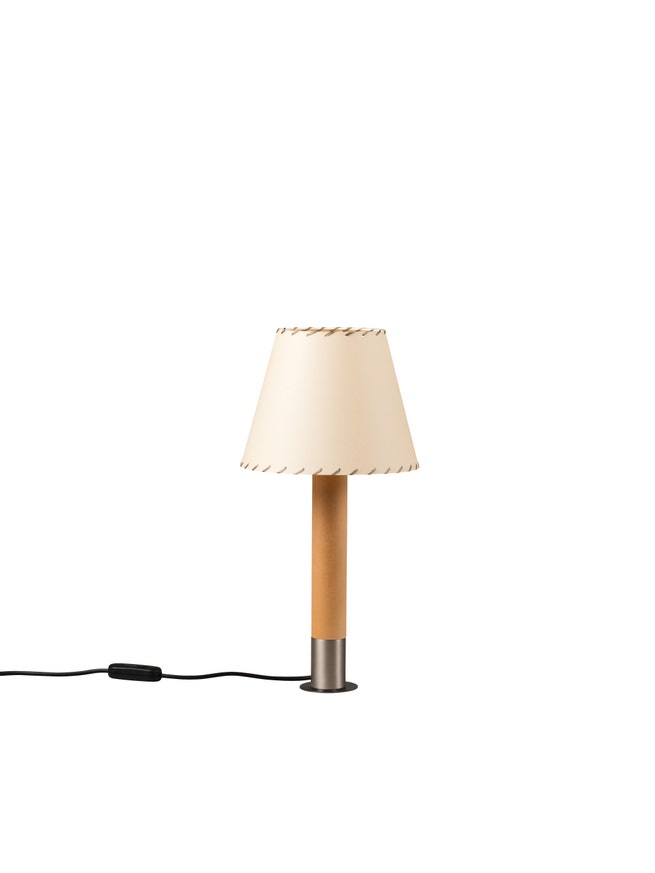 Lampe à poser BÁSICA Nickel / Bois / Parchemin Beige Lampe à poser BÁSICA Nickel / Bois / Parchemin Beige