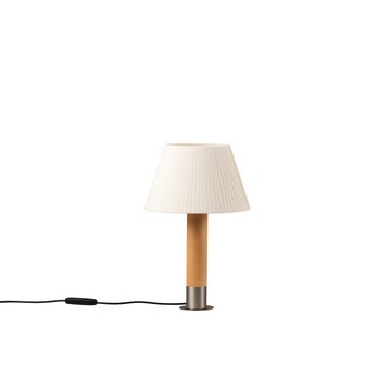 Lampe à poser BÁSICA Nickel / Bois / Ruban Naturel