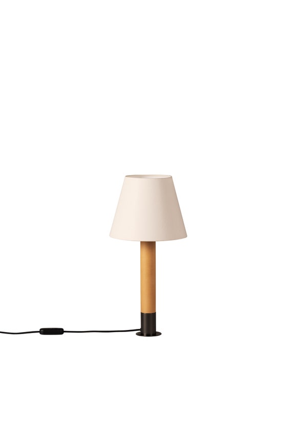 Lampe à poser BÁSICA Bronze / Bois / Lin Blanc Lampe à poser BÁSICA Bronze / Bois / Lin Blanc
