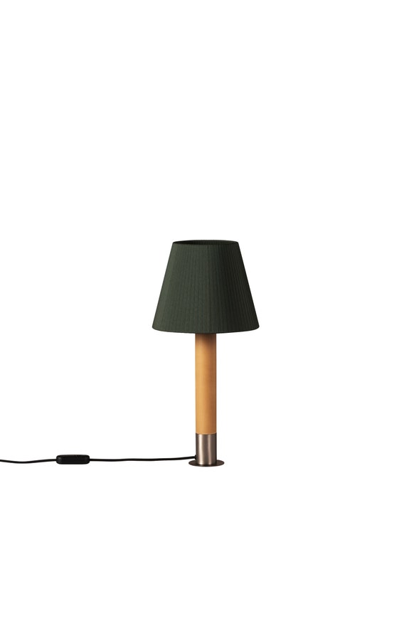 Lampe à poser BÁSICA Nickel / Bois / Ruban Vert Lampe à poser BÁSICA Nickel / Bois / Ruban Vert