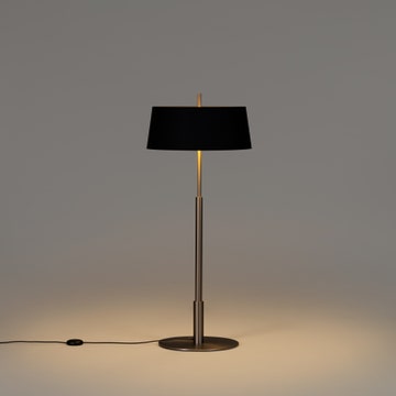 Lampadaire DIANA Métal Nickel / Ruban Naturel / Lin Noir