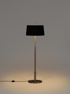 Lampadaire DIANA Métal Nickel / Ruban Naturel / Lin Noir Lampadaire DIANA Métal Nickel / Ruban Naturel / Lin Noir
