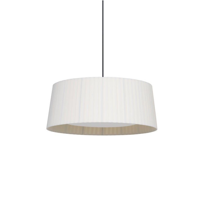 Suspension GT5 Ruban Naturel / Câble Noir - Canopée Métal Nickel / 1 source de lumière