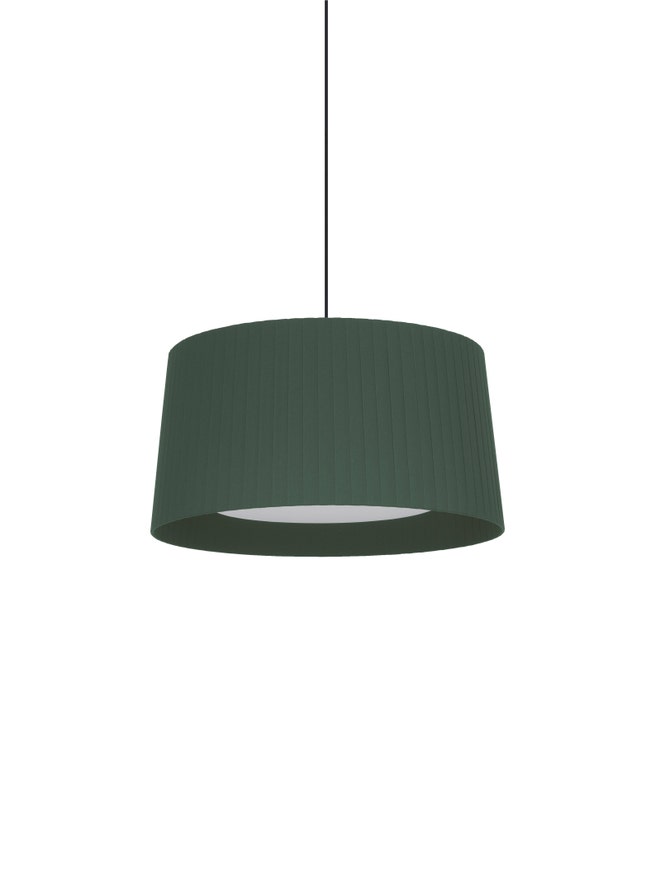 Suspension GT5 Ruban Vert / Câble Noir - Canopée Métal Blanc / 2 sources de lumière Suspension GT5 Ruban Vert / Câble Noir - Canopée Métal Blanc / 2 sources de lumière