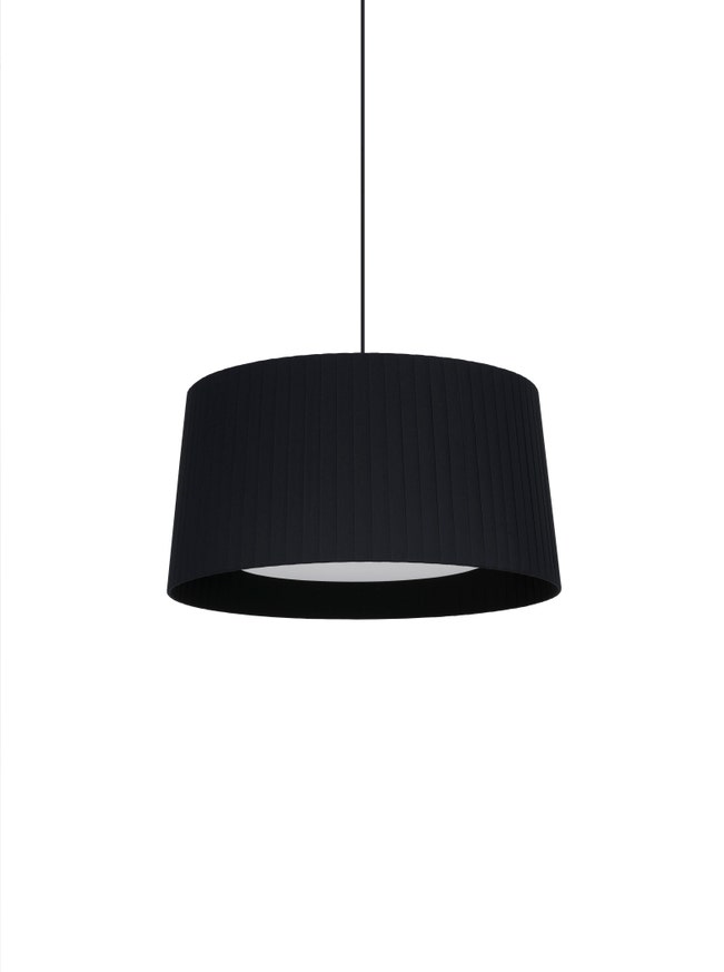 Suspension GT5 Ruban Noir / Câble Noir - Canopée Métal Noir / 2 sources de lumière Suspension GT5 Ruban Noir / Câble Noir - Canopée Métal Noir / 2 sources de lumière
