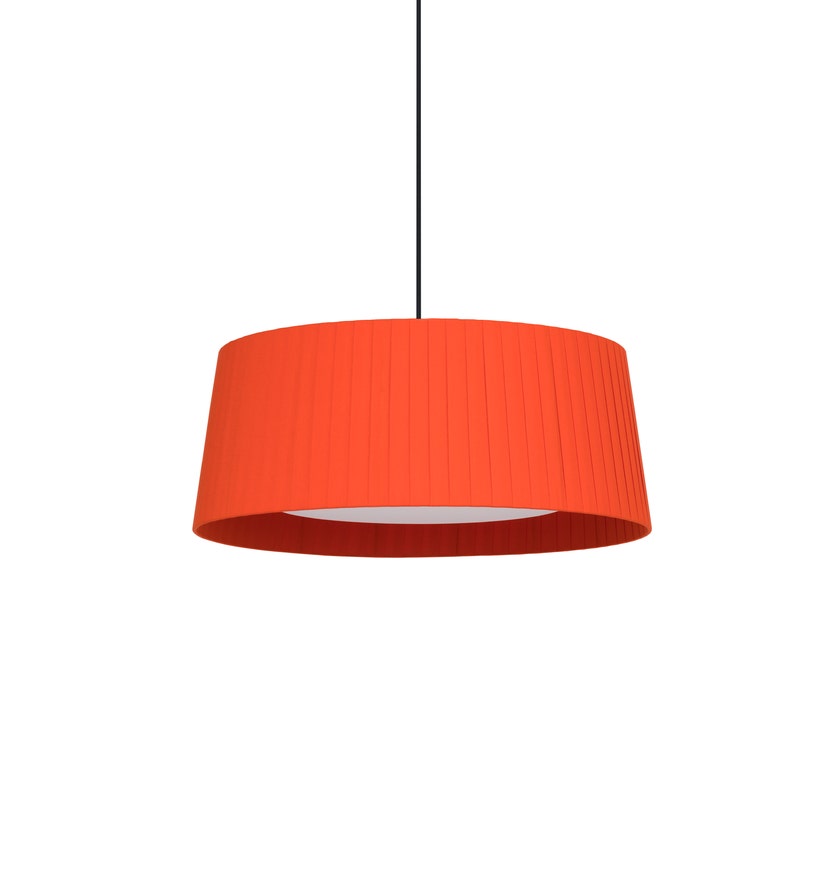 Suspension GT5 Ruban Rouge-Ambre / Câble Blanc - Canopée Métal Blanc / 2 sources de lumière