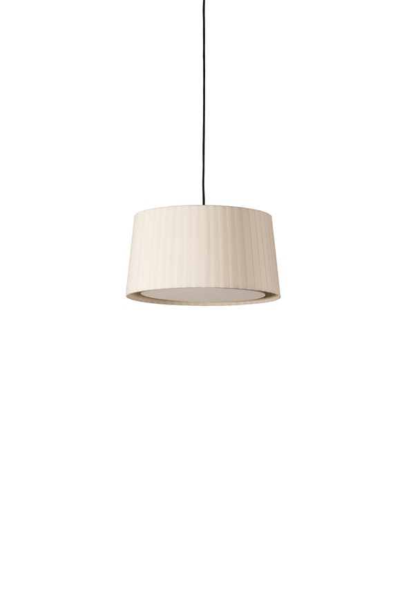 Suspension GT6 Ruban Naturel / Câble Noir - Canopée Métal Noir / 2 sources de lumière Suspension GT6 Ruban Naturel / Câble Noir - Canopée Métal Noir / 2 sources de lumière