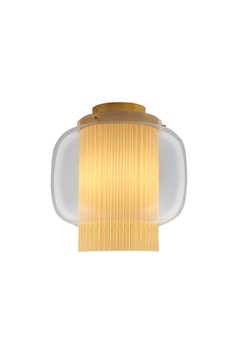 Plafonnier MANILA C GR GOLDEN MATTE - TEXTILE BEIGE - DIFFUSEUR EN VERRE TRANSPARENT de Parachilna Plafonnier MANILA C GR GOLDEN MATTE - TEXTILE BEIGE - DIFFUSEUR EN VERRE TRANSPARENT de Parachilna